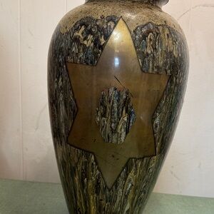 Vintage Sezer Ece Elegant Brown and Gold Decorative Vase